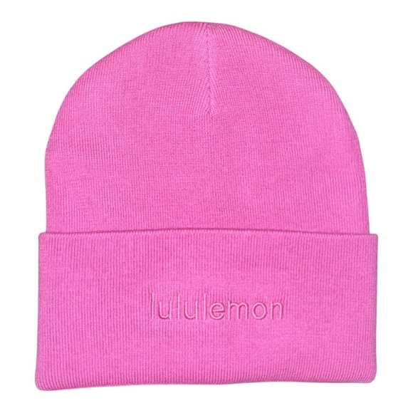 Lululemon Warm Revelation Beanie Wordmark Pow Pink Tone OS NWT Sold Out - Picture 4 of 7